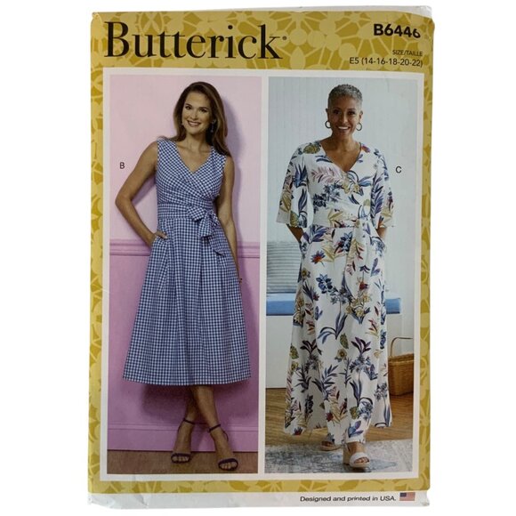 Butterick B6446 Misses Dress Surplice Top Full Skirt Sewing Pattern Sizes 14-22 - Picture 1 of 3